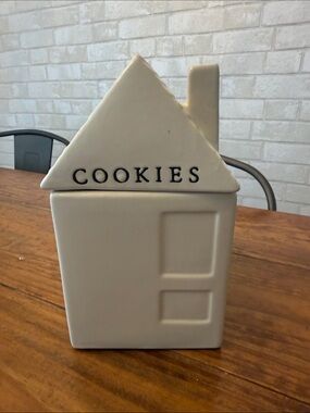 Hearth & Hand Cream Ceramic House Cookie Jar with 'COOKIES' Lid